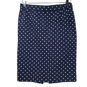 Vintage Yves Saint Laurent Polka Dot Pencil Skirt in Navy/White